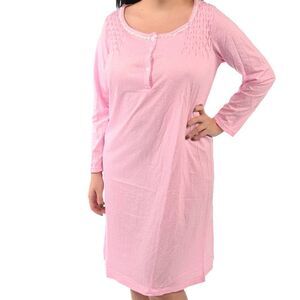 Sleepwear Pink Long Sleeve Knitted Night Gown Larg